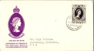 1953 British Solomon Islands Honiara Cover  to USA Gotenburg Nebraska