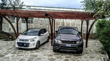Carport in legno 5x6 h. 2,70 pergola tettoia per due auto in pino impregnato