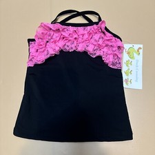 Duck Crossing brand - Dance Crop Top/Tank - Girls Youth Small Black With Pink