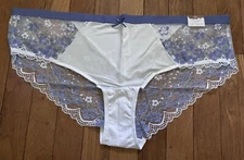 Sz 22/24 Lane Bryant Cacique Stretch Lace Hipster Panty Lilac White Embroidered
