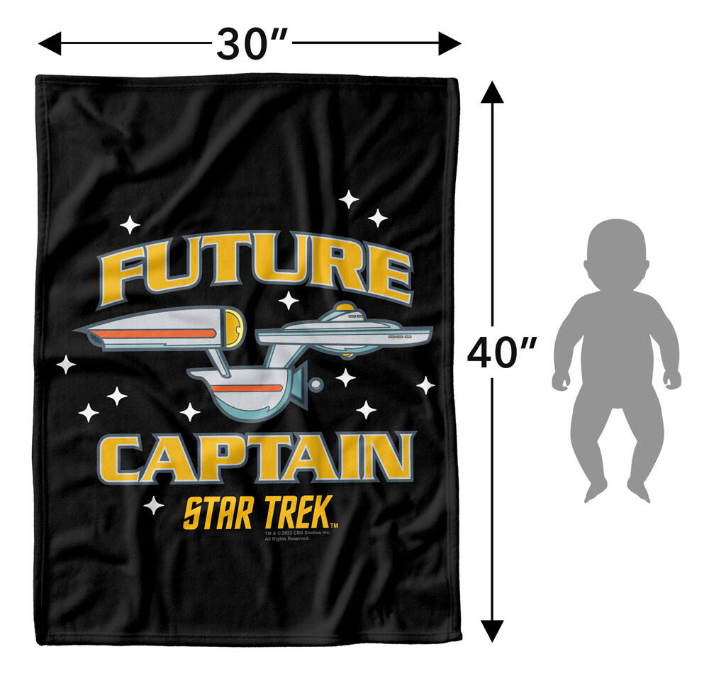Star Trek Soft Fleece Baby Blanket, Cozy Crib Throw 30"x40" Future Captain