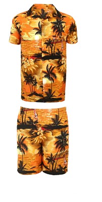 HERREN HAWAII HEMD KURZ SET HIRSCH STRAND HAWAII ALOHA SOMMER URLAUB AUSGEFALLEN D8