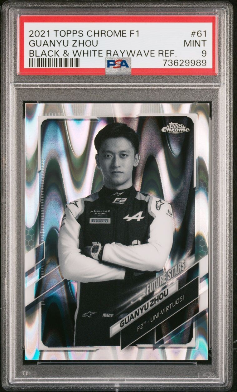 2021 Topps Chrome F1 Formula 1 Guanyu Zhou #61 Black & White RayWave PSA 9 Mint