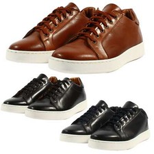 Men's Sneakers Black Leather Blue Low Stylish Sports Sneakers