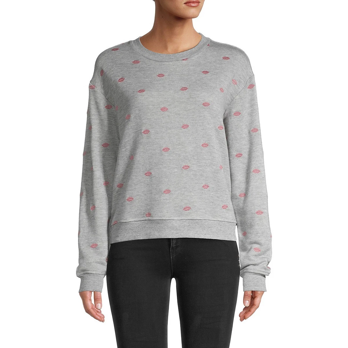 SPLENDID Womenu0026#039;s Embroidered Lip Gray Sweatshirt Size Small $128  DesireBuy | eBay