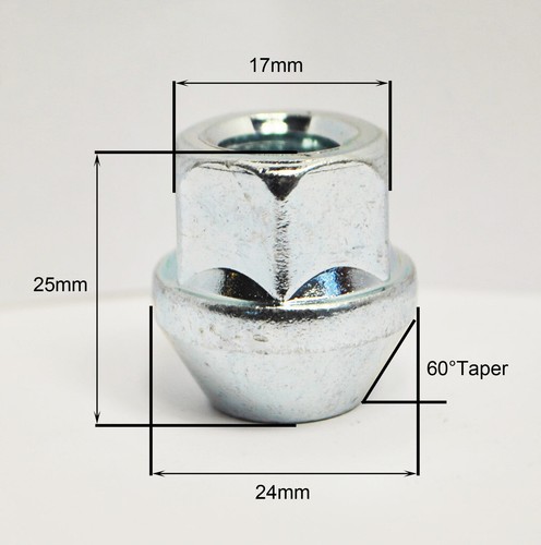 20 x M12 x 1.5, 17mm Hex Open Alloy Wheel Nuts (Zinc) - Picture 2 of 2