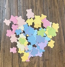 60 Baby Teddy Bear Paper Die Cuts 3 Sizes, 10 Colors, So Cute