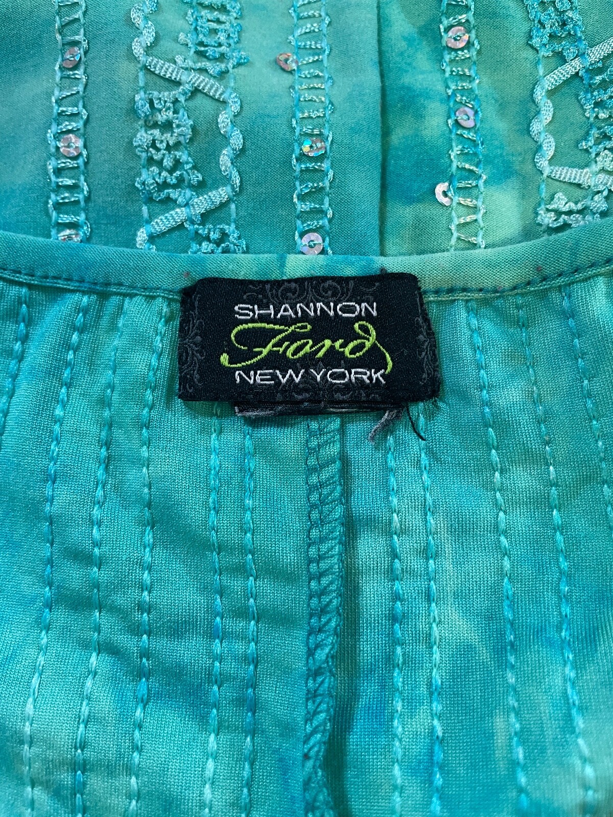 SHANNON FORD New York Top, Seafoam Green, Sequined Embroidered, Women's