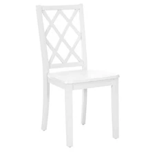 Linon Nico Wood Side Chair Lattice Back Design in Crisp White Finish
