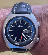 Sinn 240 St GZ Automatik Herrenuhr Edelstahl Lederband schwarz Tag/Datum 10 …