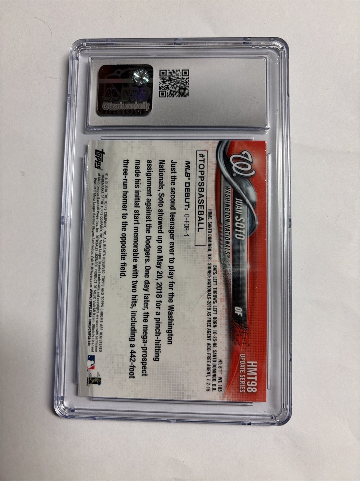 2018 Topps Chrome Update - Rookie Debut Juan Soto #HMT98 CSG 10 NATIONALS!! view 7