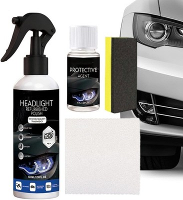 Headlight Restoration Kit - Vehicle Headlamp Shine & Lens Cleaner Spray