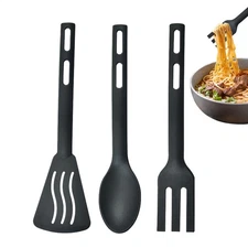 3PCS Silicone Kitchen Utensil Set Stainless Steel Handle Non-Stick Cooking Tool