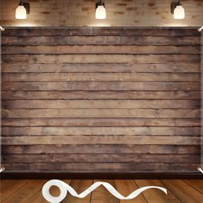 Brown Wooden Backdrop Photography Retro Rustic Wood Wall Ribbon Props 7x5 FT