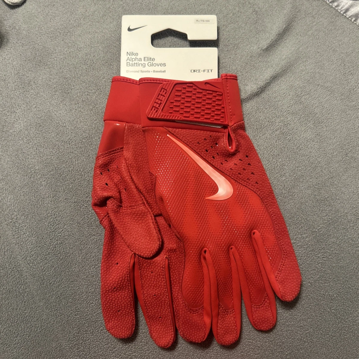 Guantes de bateo de béisbol Nike Alpha Elite Dri-FIT rojos XL