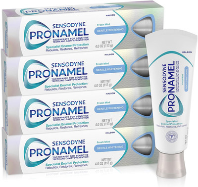 Sensitive Teeth Whitening Enamel Toothpaste, Fresh Mint, 4 oz (Pack of 4)