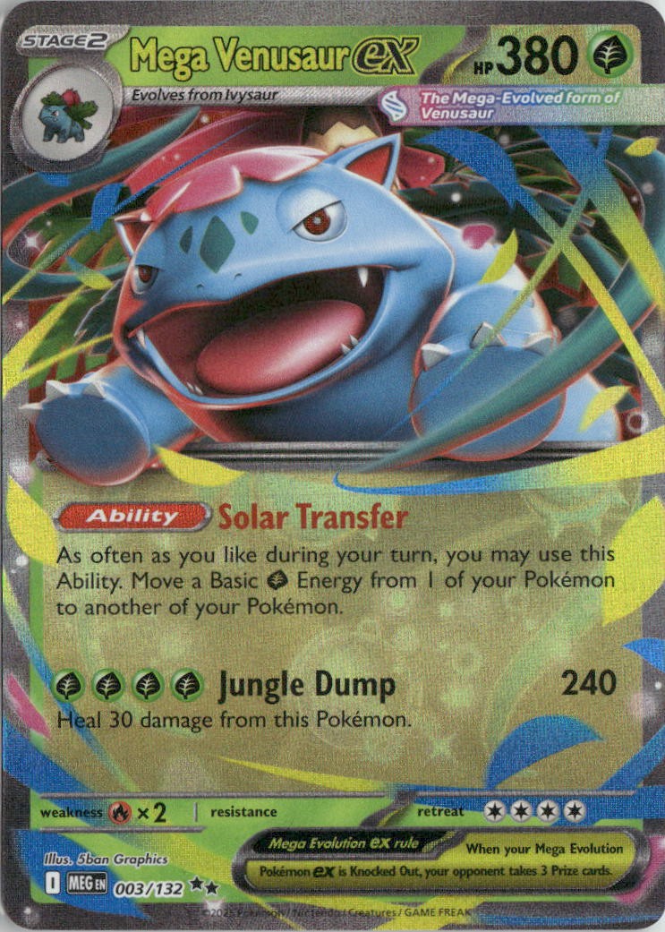 Mega Venusaur ex 003/132 Double Rare Mega Evolution Pokemon Holo Near Mint