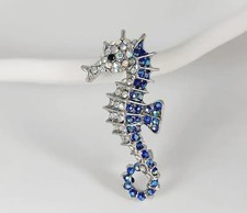Seahorse Rhinestone Brooch Gift New
