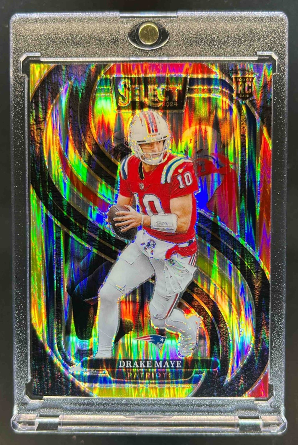2024 Select Drake Maye Premier RC Red and Yellow Prizm Shock #113 Patriots