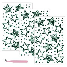 3Sheets Heart Star Gem Stickers Jewels for Crafts, Face Makeup - Self Adhesiv...