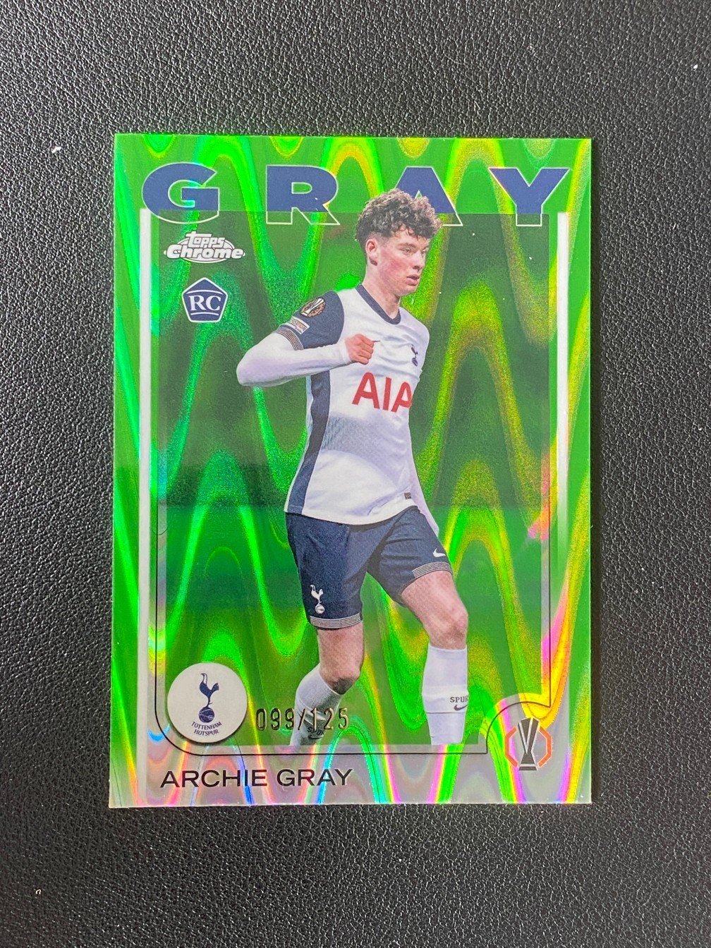 Archie Gray 2024-25 Topps Chrome UEFA Neon Green RayWave /125 #170