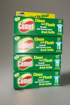 HTF Comet clean and flush brush refills 4 New Packs Of 8 Refills Total 32 Refill