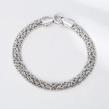 8mm Men's and Women's 925 Silver Byzantine Chain Bracelet