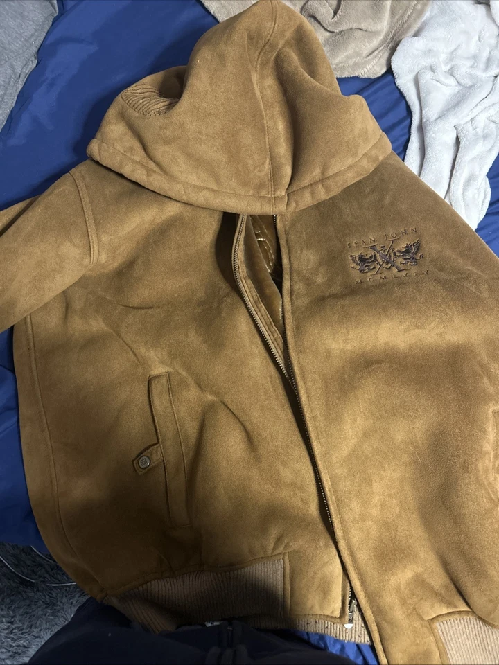 Chaqueta de cuero marrón Sean John Foto 2 de 3