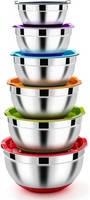 Homikit RüHrschüSsel Set Edelstahl 6Er Mit Deckel Silikonboden 4.6L Bis 0.7L