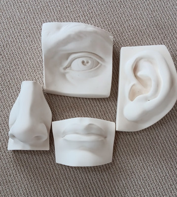 michelangelo statue wandbild. 4 Stück. Auge, Lippen, Ohr und Nase. Schwere Stücke.