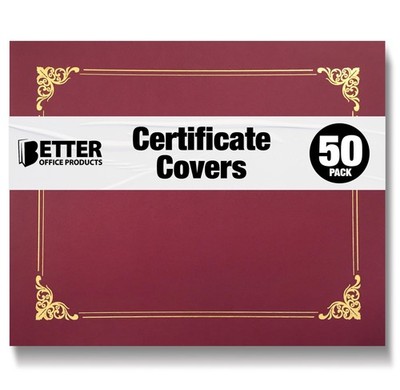 50 Pack Certificate Holders, Diploma Document Covers Crimson Red