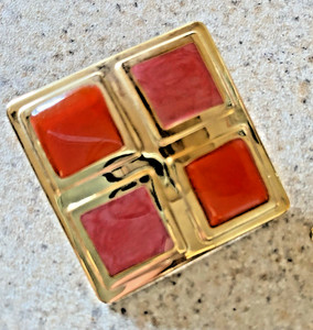 JUST IN TIME FOR AUTUMN - VINTAGE ORANGE & GOLD TONE PIERCED EARRINGS