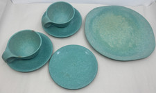 6 Pieces of Russel Wright Residential Melamine Dishes Turquoise by Northern