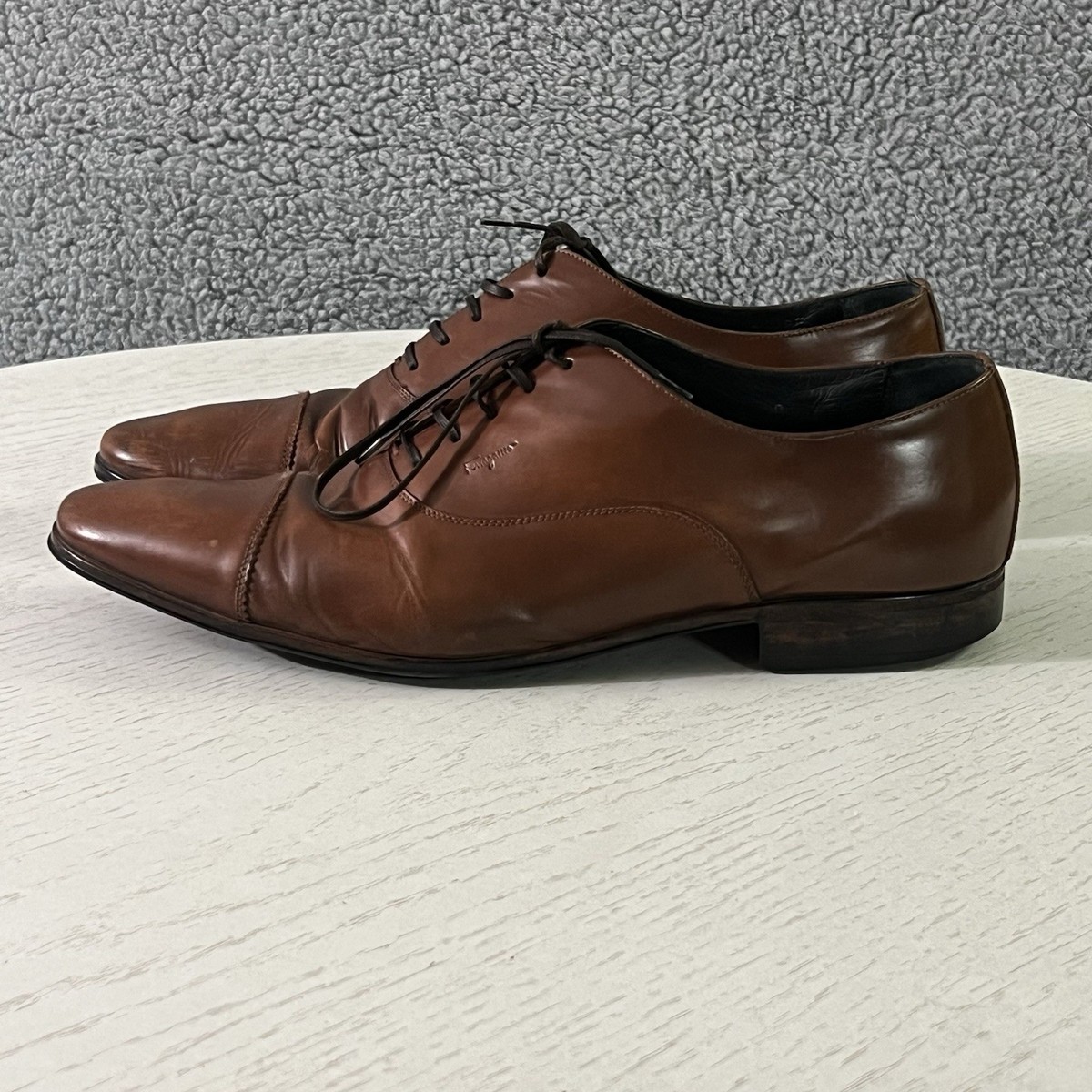 NEW SALVATORE FERRAGAMO men\'s oxford leather shoes in brown Ferragamo RILEY Leather 11.5 EE Cap Toe Gancini Oxford Men main image 2