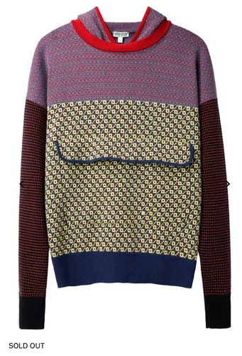 Felpa con cappuccio geometrica a contrasto KENZO