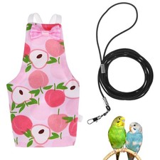 1-Pack Bird Diapers with 6.6 ft Leash Reusable Pet Parrot Nappy Pink, L