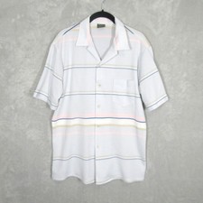 Spire Mens Large Striped Shirt Short Sleeve Button Up Pocket Made in USA Vintage