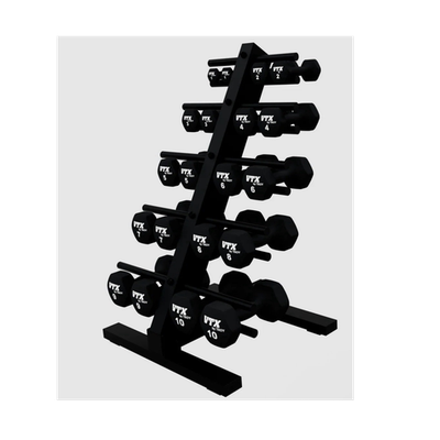 #ad VTX neoprene by TROY Hex Dumbbell Set 1 10 lb 10 Pairs w Storage Rack Tree $485.95