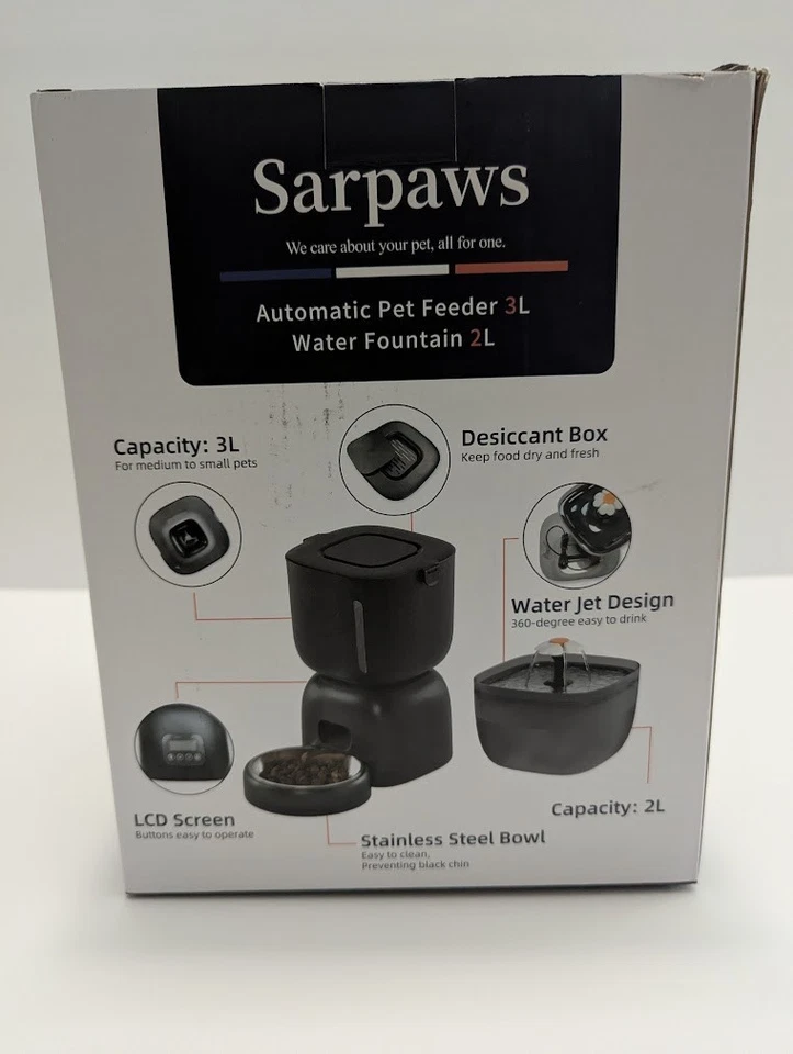 Sarpaws Alimentador Automático para Mascotas y Fuente de Agua - Nuevo en Caja Foto 3 de 4