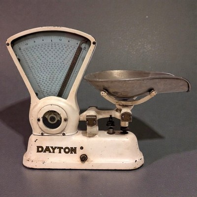 Original Antique White Dayton 166 Computing Scale 2LB Old Vintage