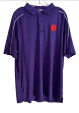 Clemson Tigers NCAA Purple Polo Orange Paw Performance Shirt Mens Size 2XL XXL