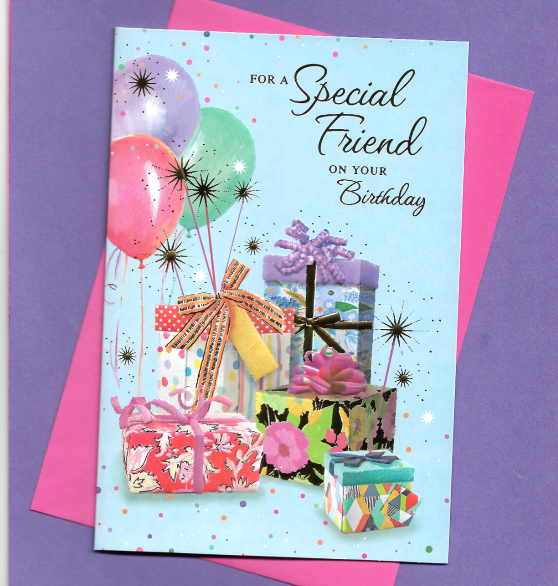 Special Friend Birthday Card Female Woman Girl Message Verse Balloons 19x13cm