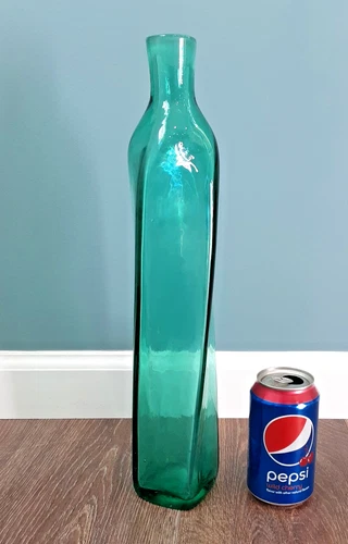 BLENKO Art Glass Signed # 5825 S Sea Green "TWIST" Decanter Bottle HUSTED MCM