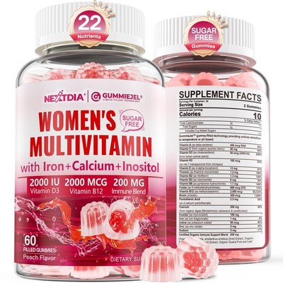 Methylated Multivitamin for Women Gummies, Calcium, D3 60 Count (Pack of 1)