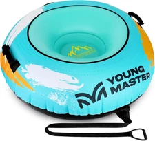 Snow Tube for Kids & Adults, 48” Large Inflatable Snow Sled with Thickened Canva