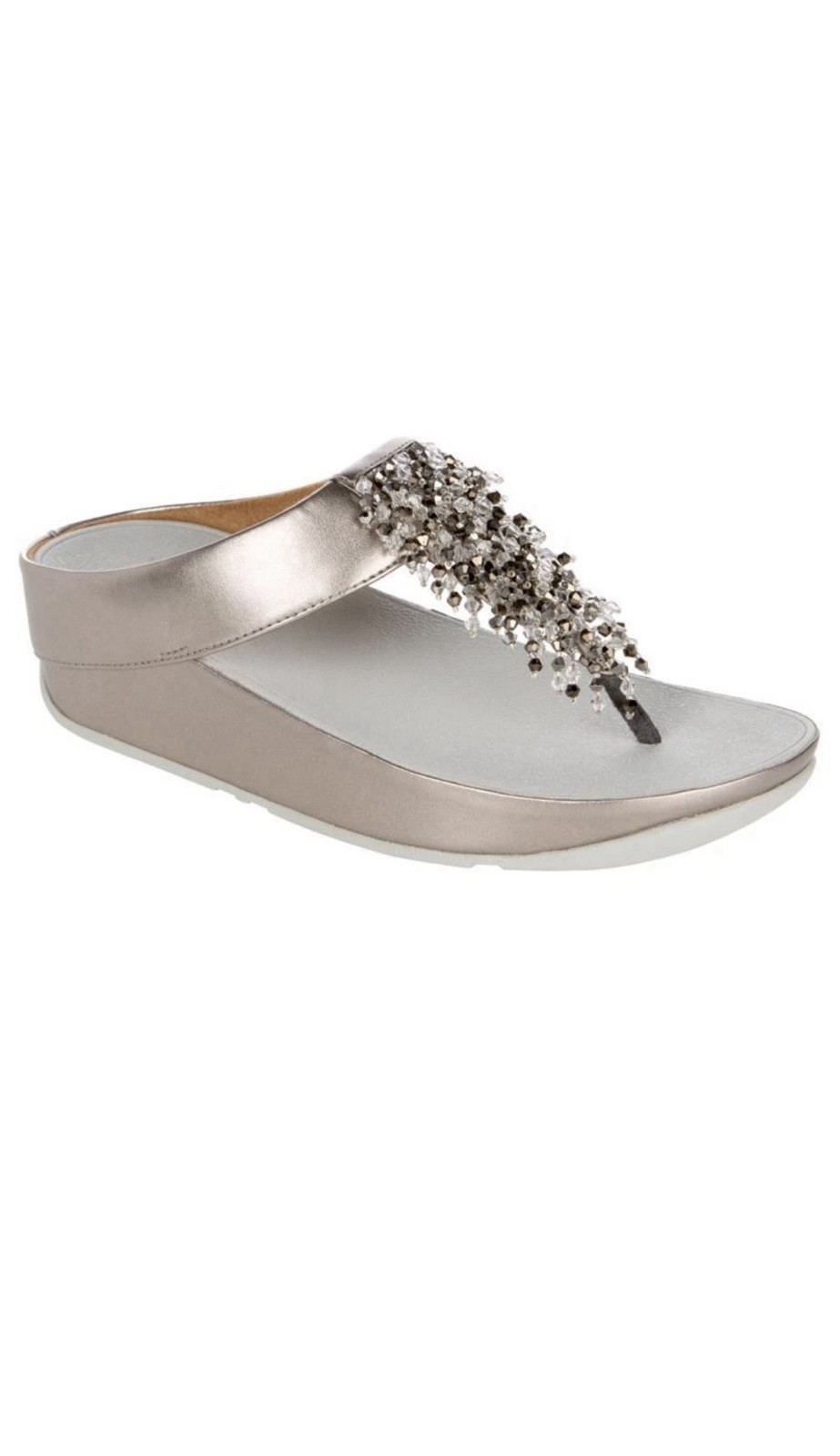 FitFlop Sandal RUMBA Beaded Metallic-size 9 pewter Color NEW