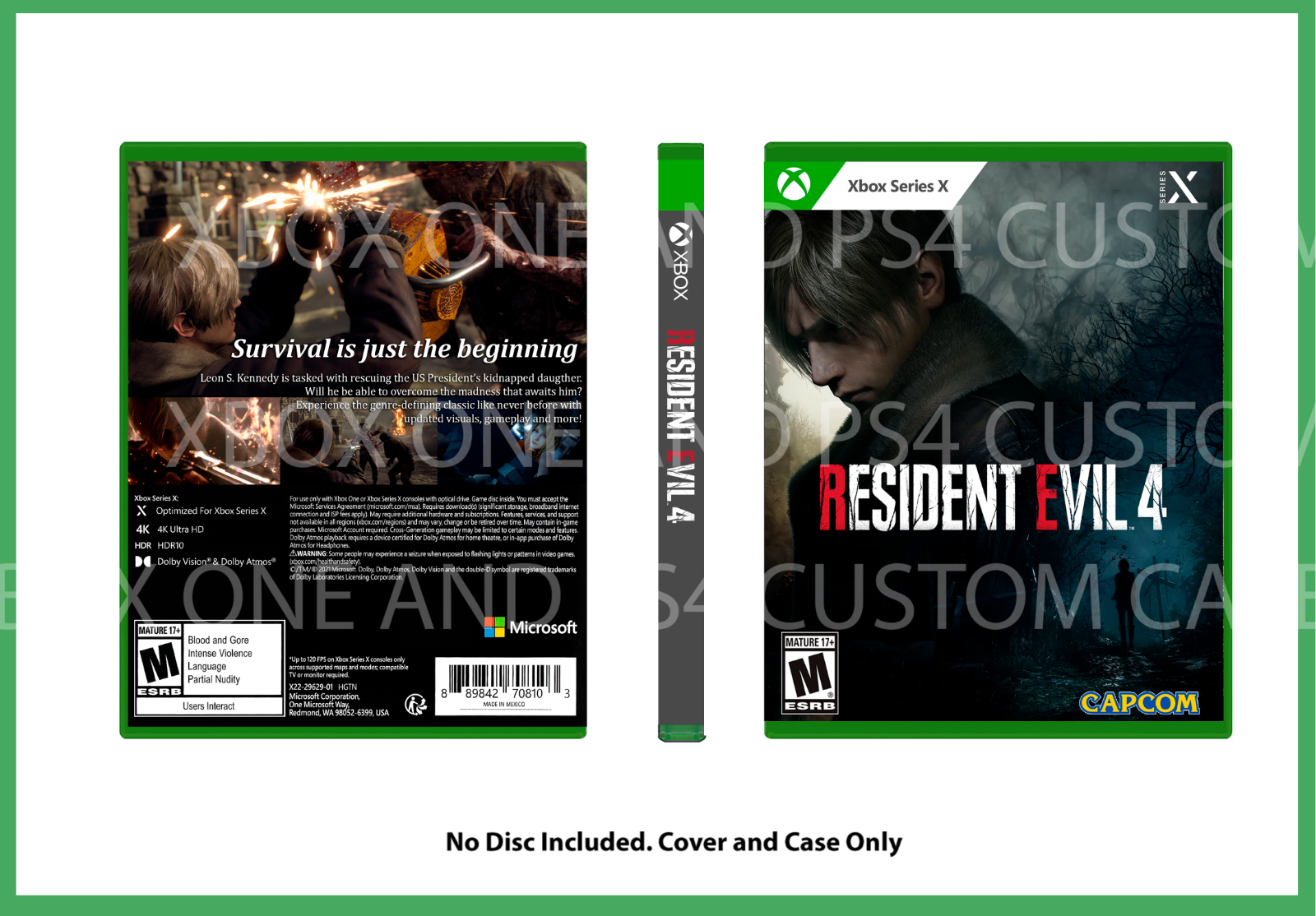 CUSTM REPLACEMENT CASE NO DISC Resident Evil 4 Remake XBOX X SEE