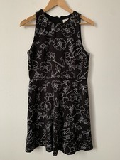 LOFT Cotton Floral Dress 8 M Black Lined Soft Casual Comfortable Career Neutral
