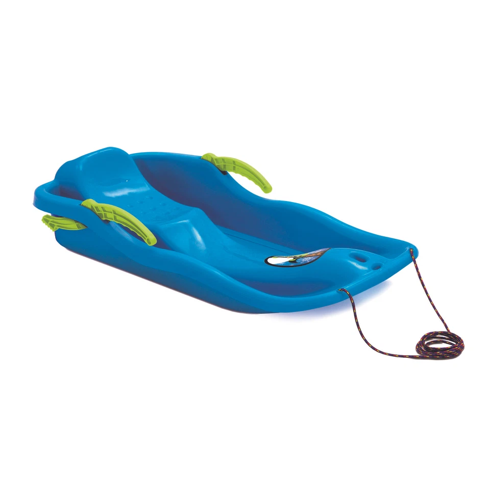 Kinder Schlitten mit Zugseil Kunststoff Blau Kinderschlitten Bob Kinderbob