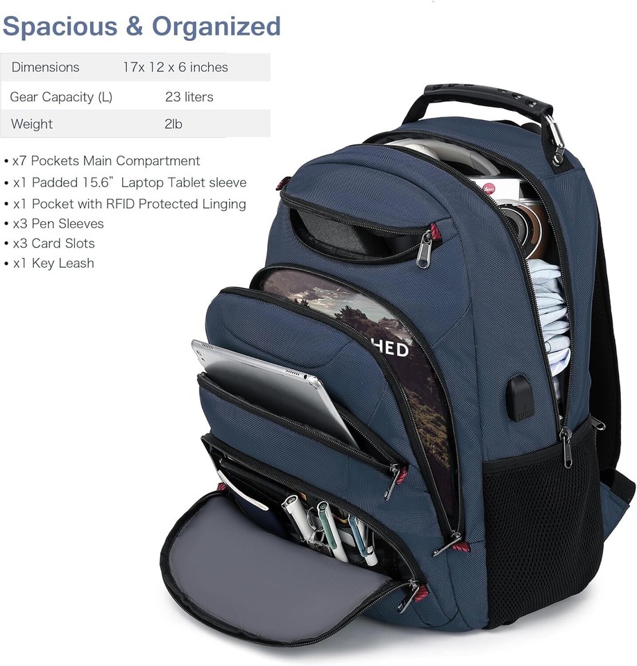 Laptop Backpack for Men Stylish College Bookbag for 15.6Inch Laptop